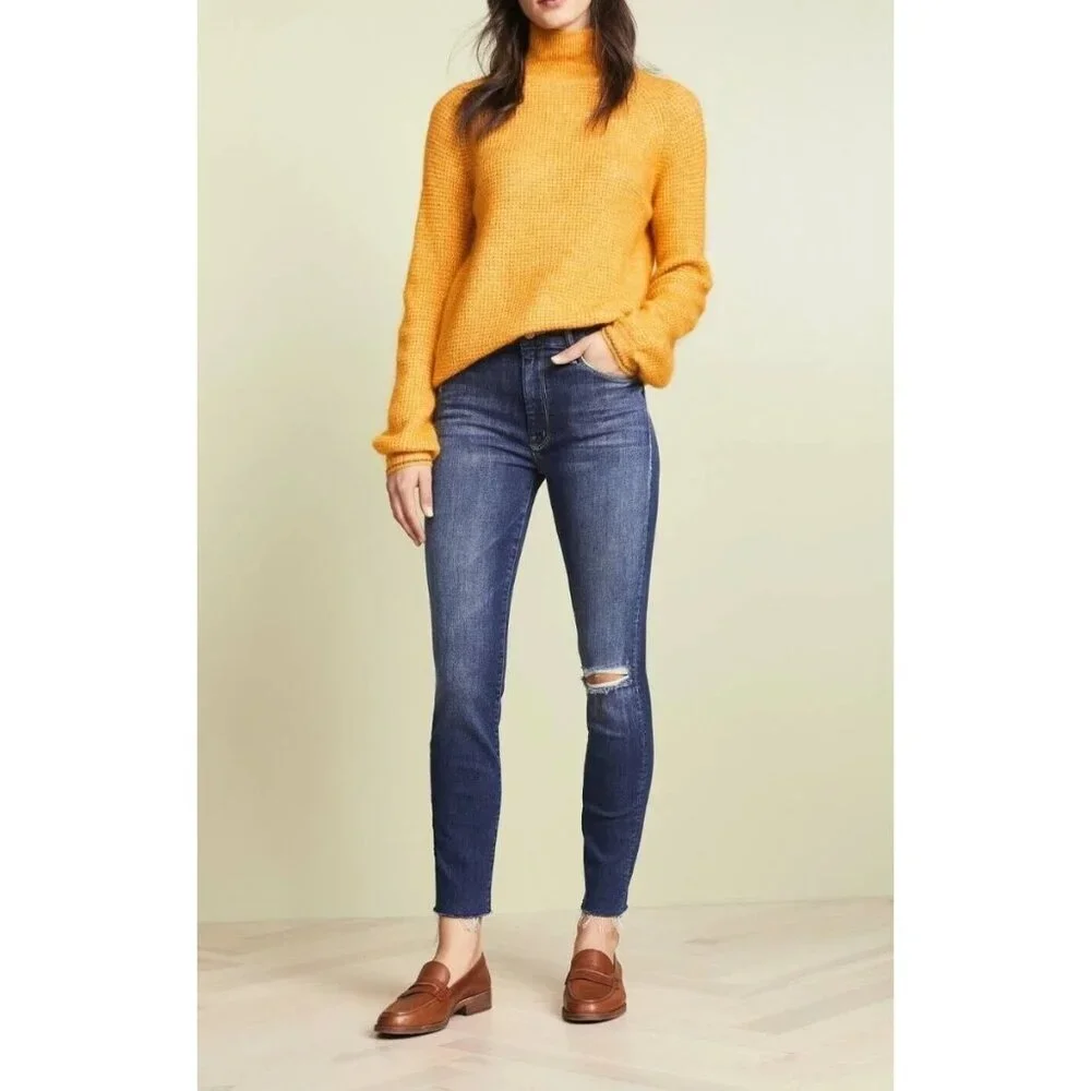 Mother Looker‎ Ankle Fray Denim Stretch Jeans
